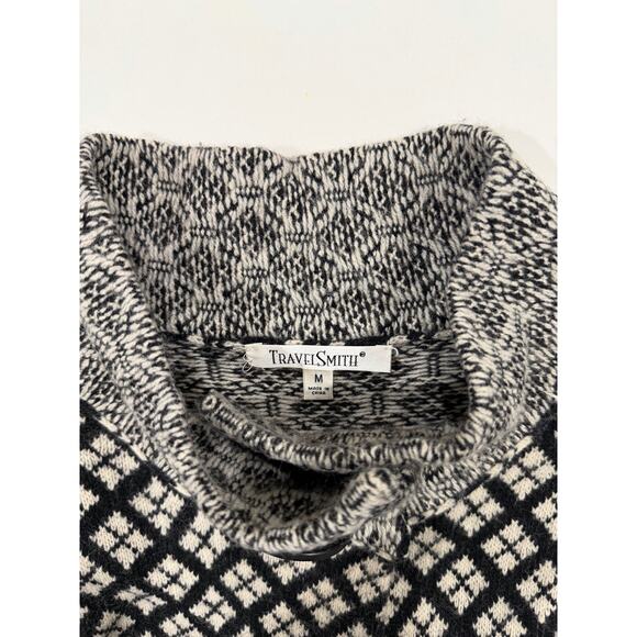 TravelSmith Women's Mock Neck Wool Sweater Jacket Travel Nordic Winter Vintage - Picture 3 of 5